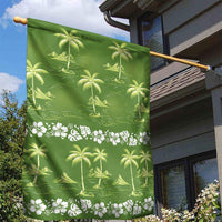 Olive Green Hawaii Palm Tree Hibiscus Garden Flag Fantasy Summer Vibe