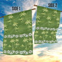 Olive Green Hawaii Palm Tree Hibiscus Garden Flag Fantasy Summer Vibe