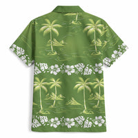 Olive Green Hawaii Palm Tree Hibiscus Hawaiian Shirt Fantasy Summer Vibe
