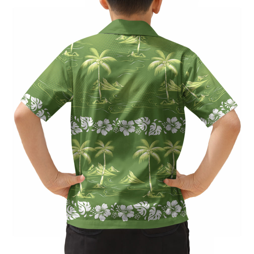 Olive Green Hawaii Palm Tree Hibiscus Hawaiian Shirt Fantasy Summer Vibe