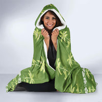 Olive Green Hawaii Palm Tree Hibiscus Hooded Blanket Fantasy Summer Vibe