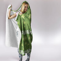 Olive Green Hawaii Palm Tree Hibiscus Hooded Blanket Fantasy Summer Vibe