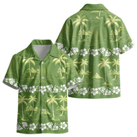 Olive Green Hawaii Palm Tree Hibiscus Kid Hawaiian Shirt Fantasy Summer Vibe