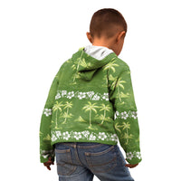 Olive Green Hawaii Palm Tree Hibiscus Kid Hoodie Fantasy Summer Vibe