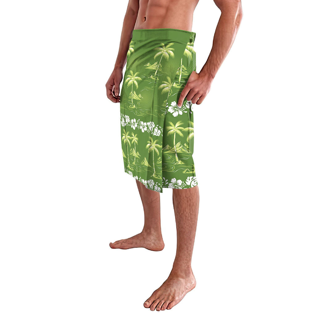 Olive Green Hawaii Palm Tree Hibiscus Lavalava Fantasy Summer Vibe
