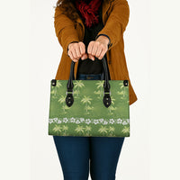 Olive Green Hawaii Palm Tree Hibiscus Leather Bag Fantasy Summer Vibe