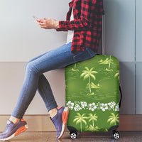 Olive Green Hawaii Palm Tree Hibiscus Luggage Cover Fantasy Summer Vibe
