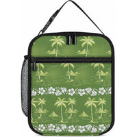 Olive Green Hawaii Palm Tree Hibiscus Lunch Bag Fantasy Summer Vibe