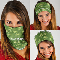 Olive Green Hawaii Palm Tree Hibiscus Neck Gaiter Fantasy Summer Vibe
