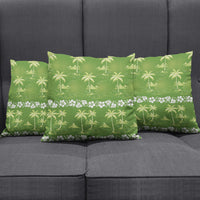 Olive Green Hawaii Palm Tree Hibiscus Pillow Cover Fantasy Summer Vibe
