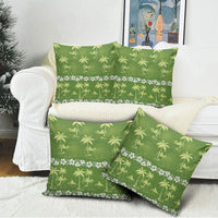 Olive Green Hawaii Palm Tree Hibiscus Pillow Cover Fantasy Summer Vibe