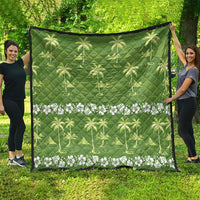 Olive Green Hawaii Palm Tree Hibiscus Quilt Fantasy Summer Vibe