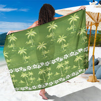 Olive Green Hawaii Palm Tree Hibiscus Sarong Fantasy Summer Vibe