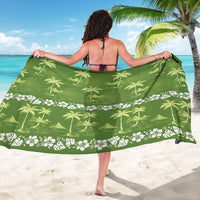 Olive Green Hawaii Palm Tree Hibiscus Sarong Fantasy Summer Vibe