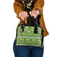 Olive Green Hawaii Palm Tree Hibiscus Shoulder Handbag Fantasy Summer Vibe