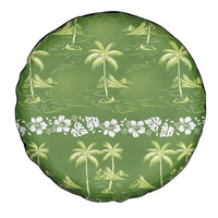 Olive Green Hawaii Palm Tree Hibiscus Spare Tire Cover Fantasy Summer Vibe