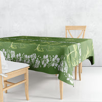 Olive Green Hawaii Palm Tree Hibiscus Tablecloth Fantasy Summer Vibe