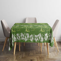 Olive Green Hawaii Palm Tree Hibiscus Tablecloth Fantasy Summer Vibe