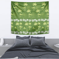 Olive Green Hawaii Palm Tree Hibiscus Tapestry Fantasy Summer Vibe