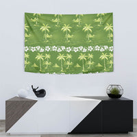 Olive Green Hawaii Palm Tree Hibiscus Tapestry Fantasy Summer Vibe
