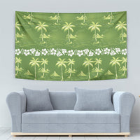 Olive Green Hawaii Palm Tree Hibiscus Tapestry Fantasy Summer Vibe