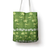 Olive Green Hawaii Palm Tree Hibiscus Tote Bag Fantasy Summer Vibe