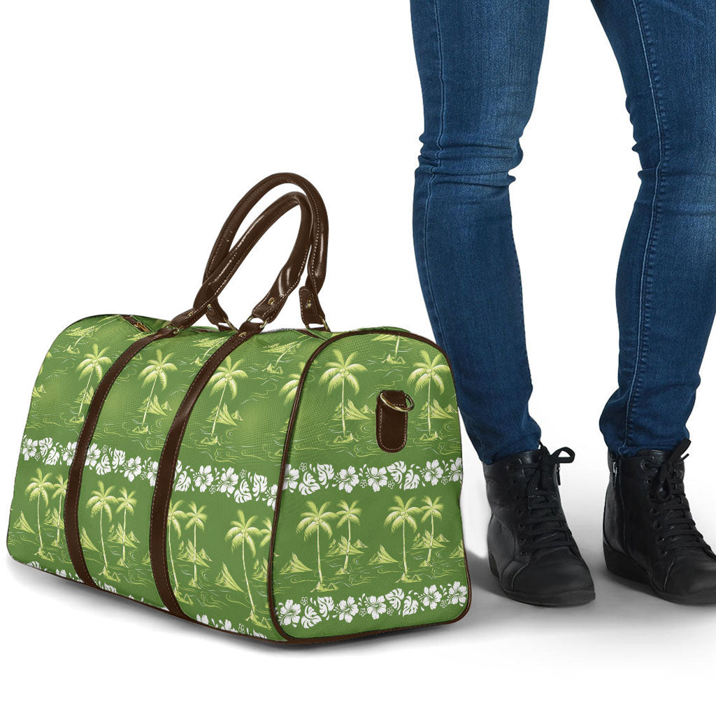 Olive Green Hawaii Palm Tree Hibiscus Travel Bag Fantasy Summer Vibe