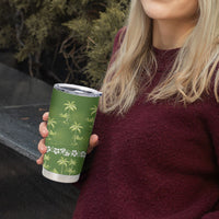 Olive Green Hawaii Palm Tree Hibiscus Tumbler Cup Fantasy Summer Vibe