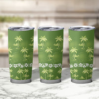 Olive Green Hawaii Palm Tree Hibiscus Tumbler Cup Fantasy Summer Vibe
