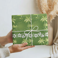 Olive Green Hawaii Palm Tree Hibiscus Wrapping Paper Fantasy Summer Vibe