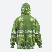 Olive Green Hawaii Palm Tree Hibiscus Zip Hoodie Fantasy Summer Vibe