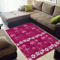 Pink Hawaii Palm Tree Hibiscus Area Rug Fantasy Summer Vibe