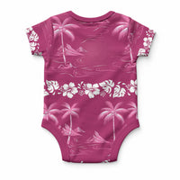 Pink Hawaii Palm Tree Hibiscus Baby Onesie Fantasy Summer Vibe