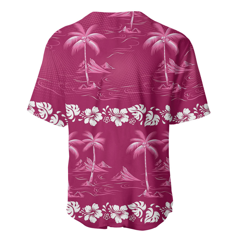 Pink Hawaii Palm Tree Hibiscus Baseball Jersey Fantasy Summer Vibe