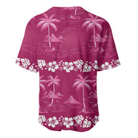 Pink Hawaii Palm Tree Hibiscus Baseball Jersey Fantasy Summer Vibe