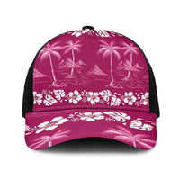 Pink Hawaii Palm Tree Hibiscus Baseball Net Cap Fantasy Summer Vibe