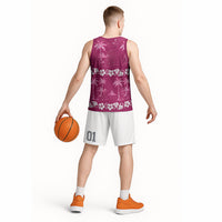 Pink Hawaii Palm Tree Hibiscus Basketball Jersey Fantasy Summer Vibe