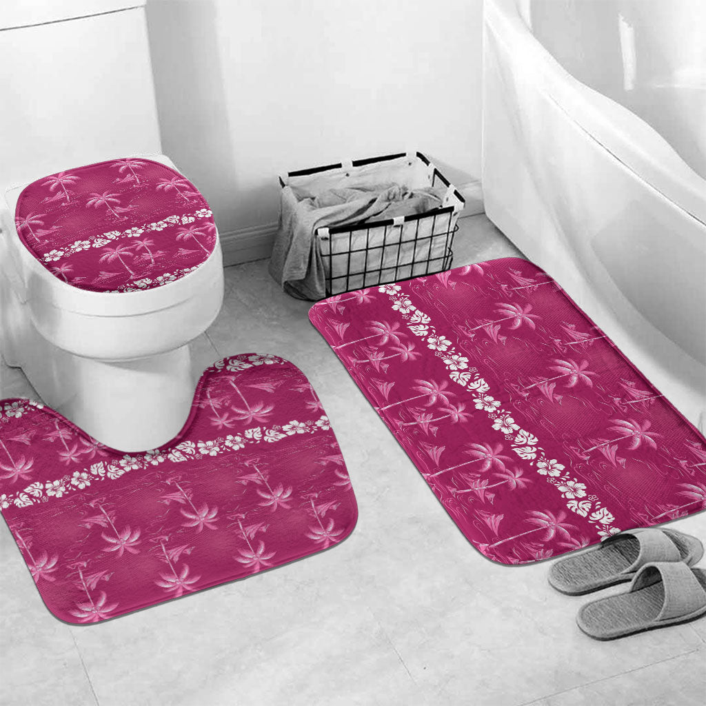 Pink Hawaii Palm Tree Hibiscus Bathroom Set Fantasy Summer Vibe