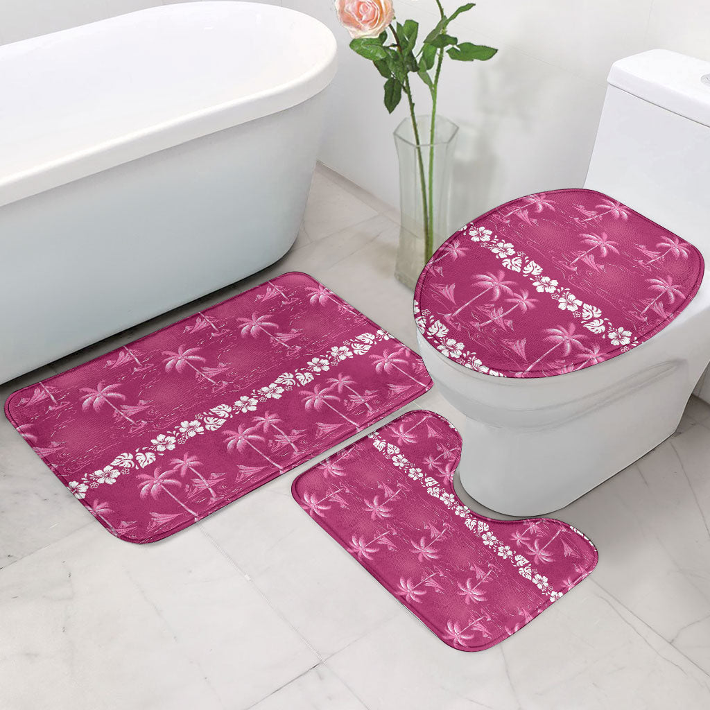 Pink Hawaii Palm Tree Hibiscus Bathroom Set Fantasy Summer Vibe