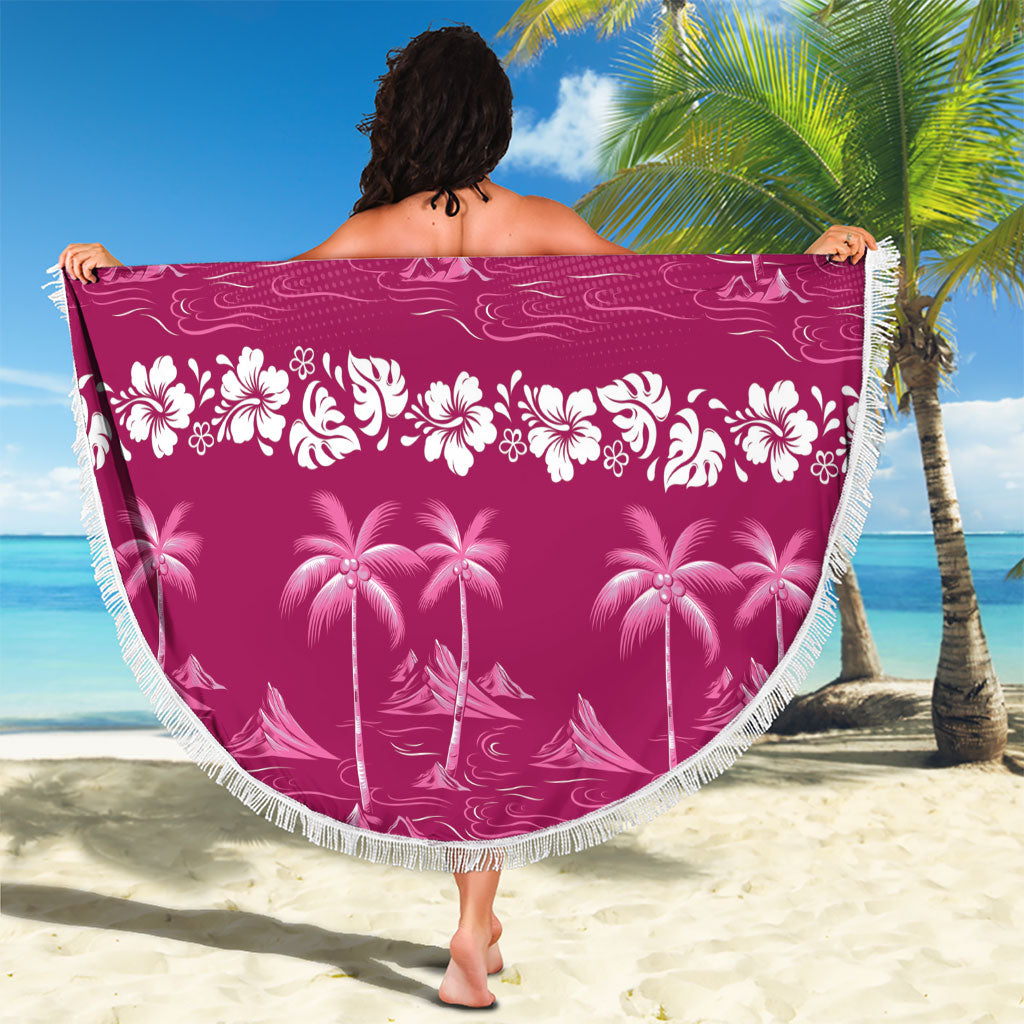 Pink Hawaii Palm Tree Hibiscus Beach Blanket Fantasy Summer Vibe