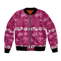 Pink Hawaii Palm Tree Hibiscus Bomber Jacket Fantasy Summer Vibe