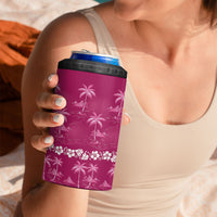 Pink Hawaii Palm Tree Hibiscus 4 in 1 Can Cooler Tumbler Fantasy Summer Vibe