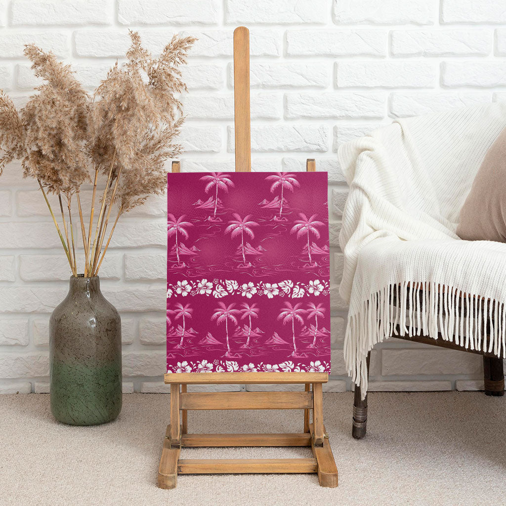 Pink Hawaii Palm Tree Hibiscus Canvas Wall Art Fantasy Summer Vibe