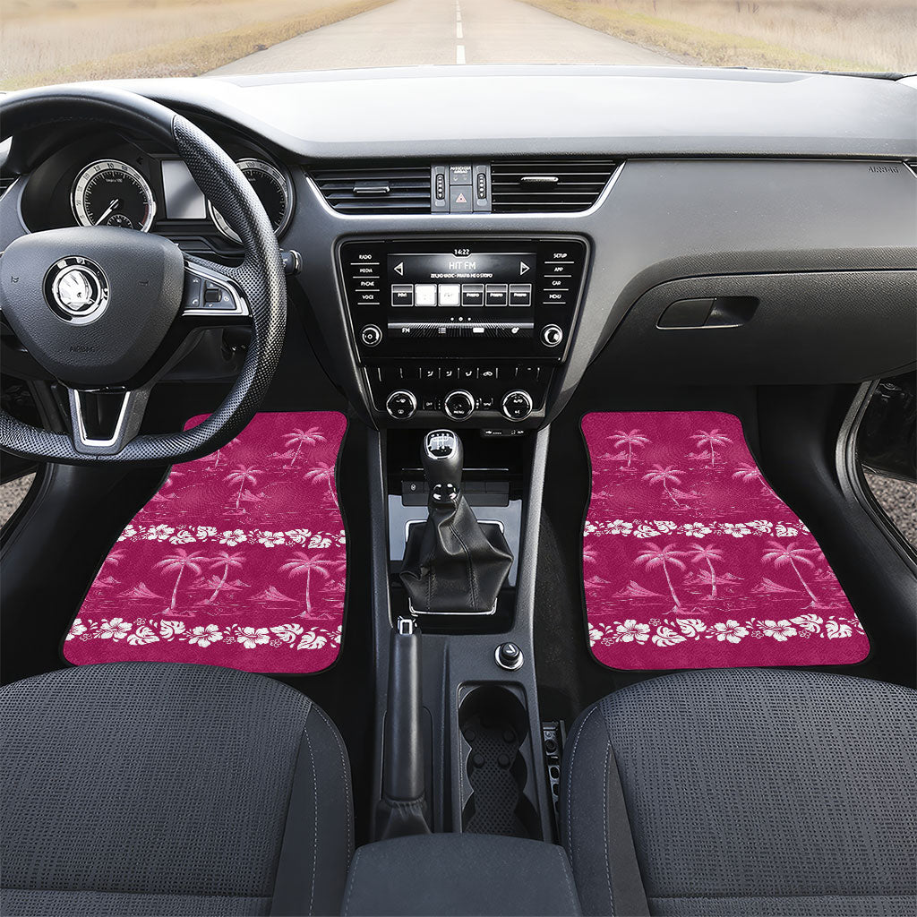 Pink Hawaii Palm Tree Hibiscus Car Mats Fantasy Summer Vibe