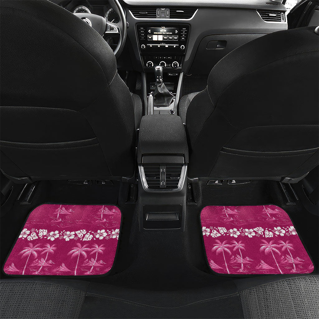 Pink Hawaii Palm Tree Hibiscus Car Mats Fantasy Summer Vibe