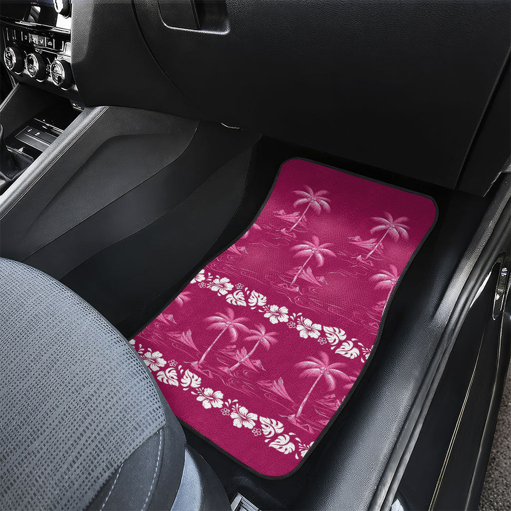 Pink Hawaii Palm Tree Hibiscus Car Mats Fantasy Summer Vibe