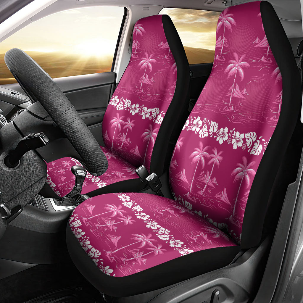 Pink Hawaii Palm Tree Hibiscus Car Seat Cover Fantasy Summer Vibe
