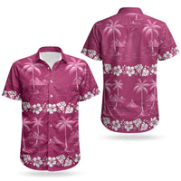 Pink Hawaii Palm Tree Hibiscus Couples Matching Mermaid Dress and Hawaiian Shirt Fantasy Summer Vibe