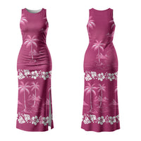 Pink Hawaii Palm Tree Hibiscus Couples Matching Tank Maxi Dress and Hawaiian Shirt Fantasy Summer Vibe