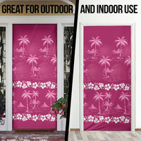 Pink Hawaii Palm Tree Hibiscus Door Cover Fantasy Summer Vibe